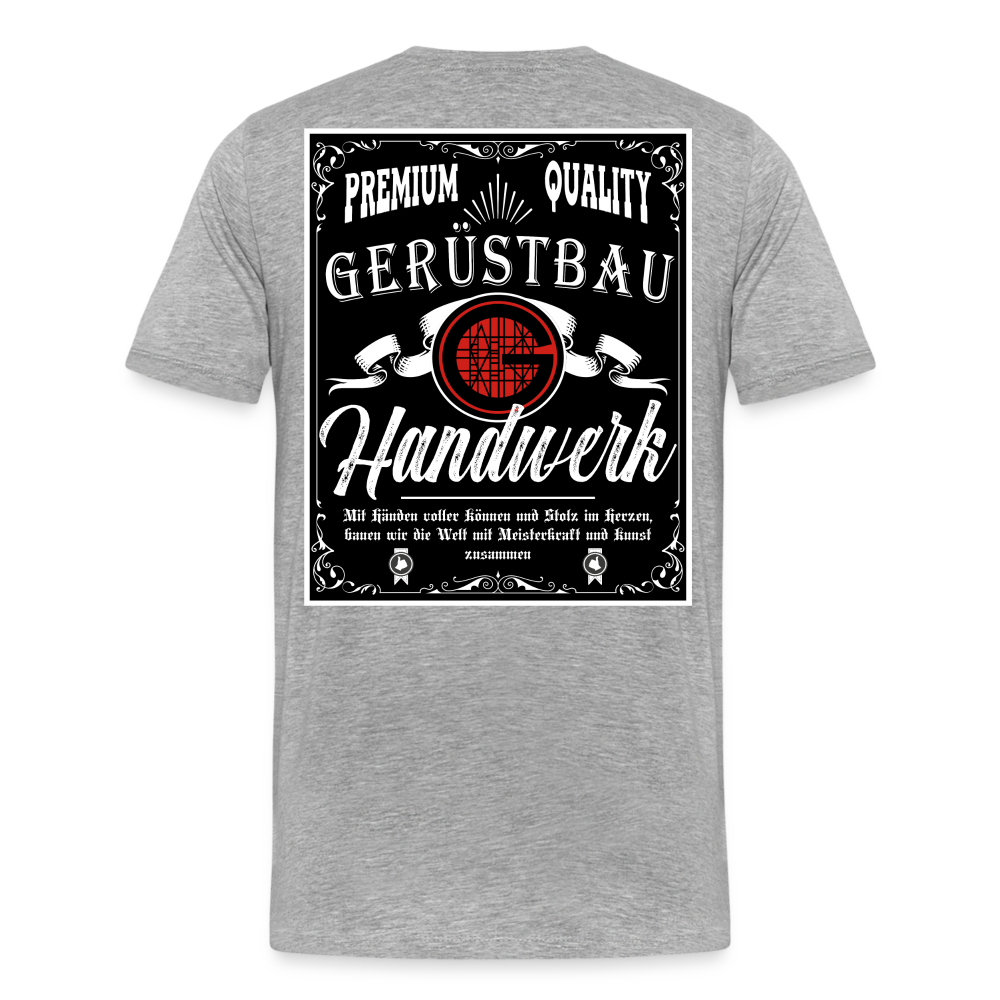 Gerüstbauer Premium T-Shirt Backprint - Grau meliert